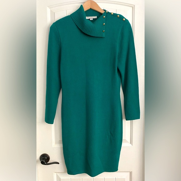 ST. JOHN Separates Green Signature Knits Long Sleeve Sweater Dress Size Medium - Picture 2 of 10